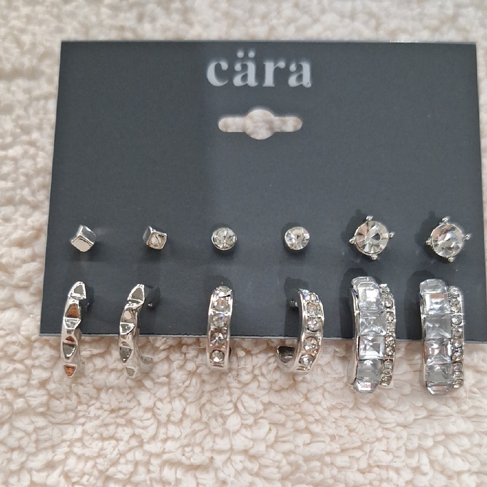 Silver Stud and Hoop Earring Set